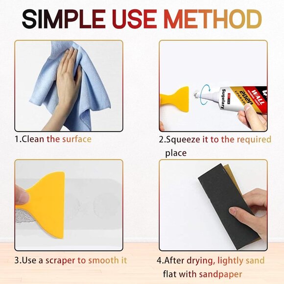 Drywall Patch Repair Kit with Scraper, Wall Repair Paste, Wall Mending Agent Qui - Picture 5 of 6